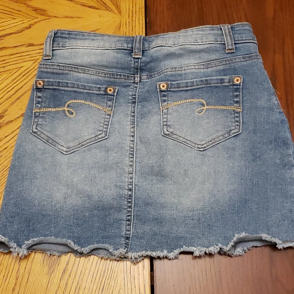 Justice Girls Light Blue Distressed Denim Skort